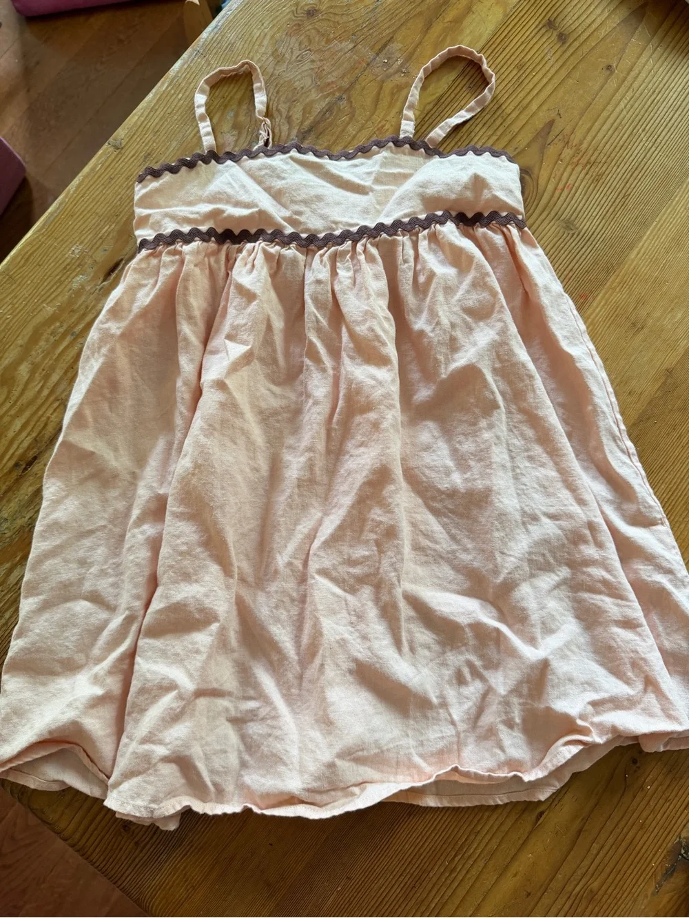 Rylee + Cru Light Pink Sundress with Brown Trim
